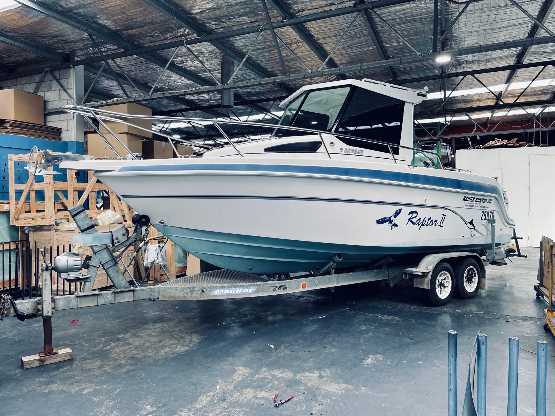 Haines Hunter Boat — Grey and Clear Glass Fitting