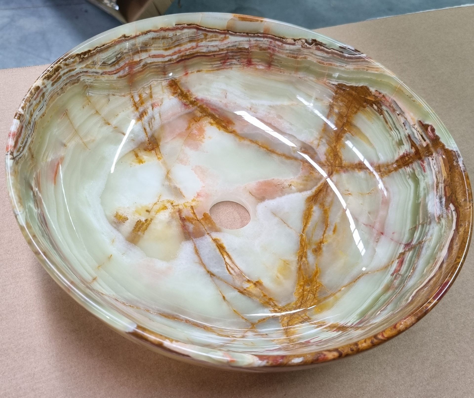 Afghanistan Jade Onyx Bowl — Waterjet Cut Vanity Sink