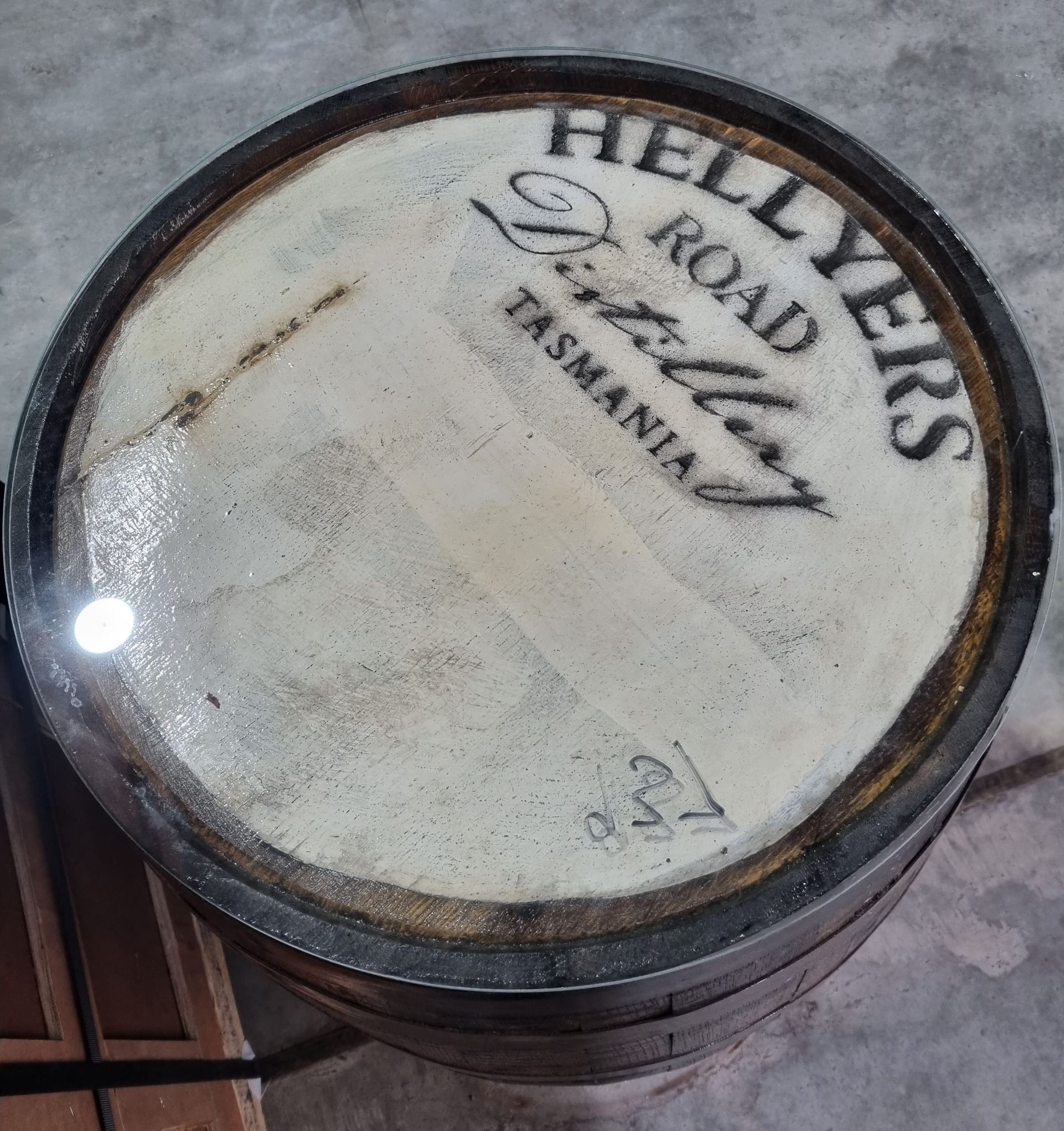 Whiskey Barrel — Custom Glass Bar Table Top