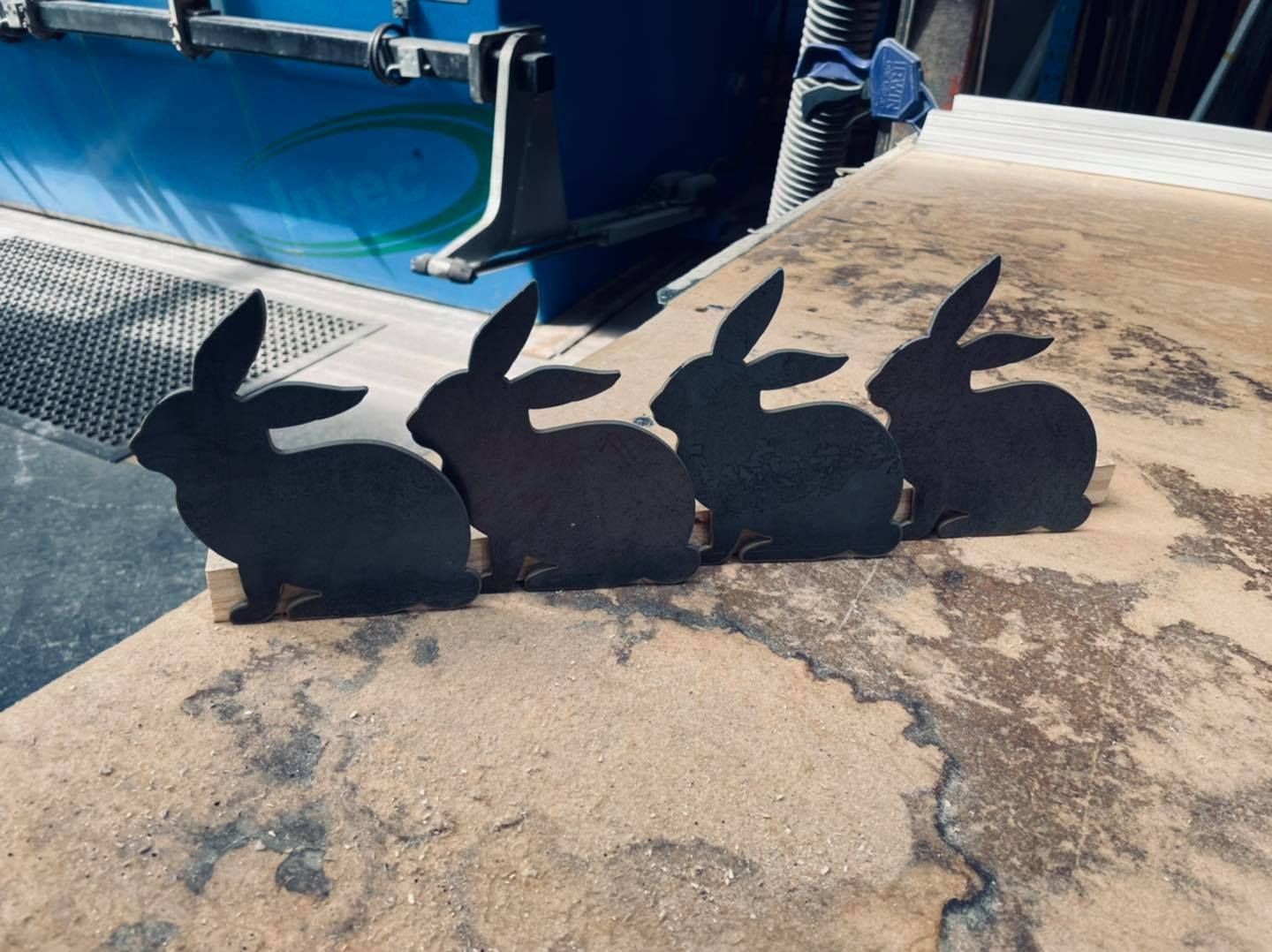 Rabbit Silhouettes — Waterjet Cut Garden Ornaments